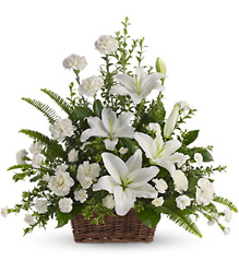 Peaceful White Lilies Basket from Forever Flowers, flower delivery in St. Thomas, VI